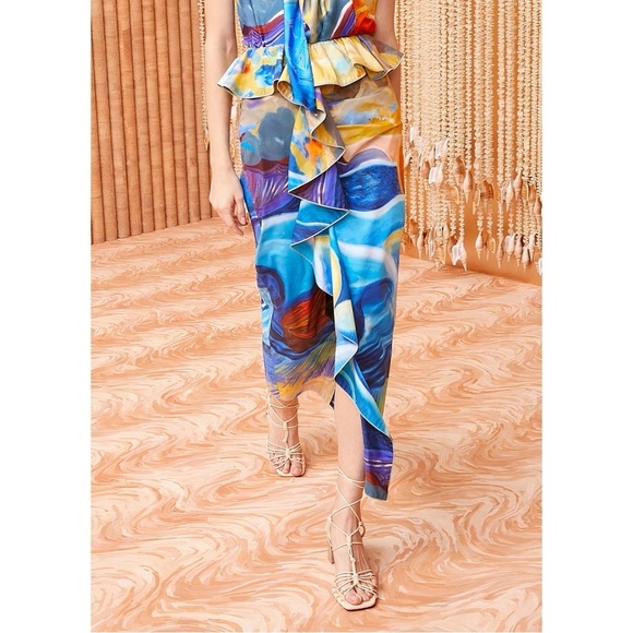 Ulla Johnson Midi Ruffle Printed Nora Cotton Skirt - Picture 3 of 7